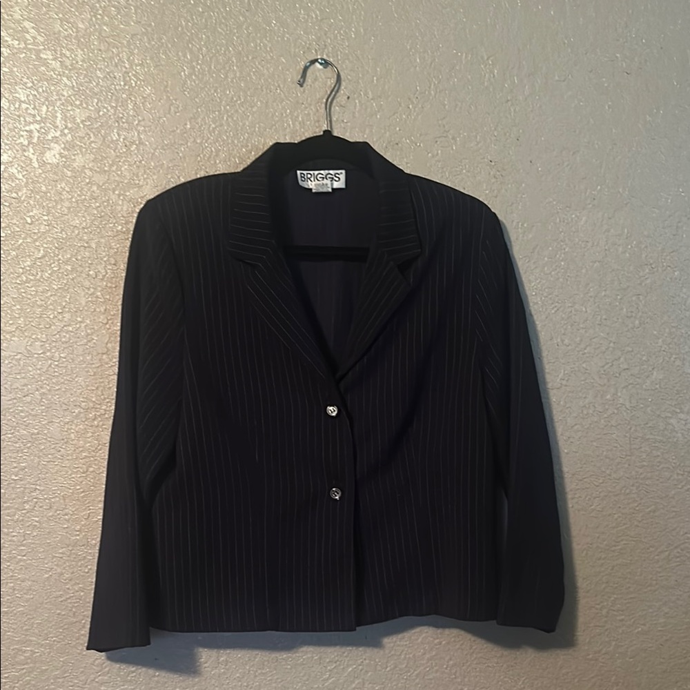Briggs New York Women's Black Pinstripe Jacket 12 P